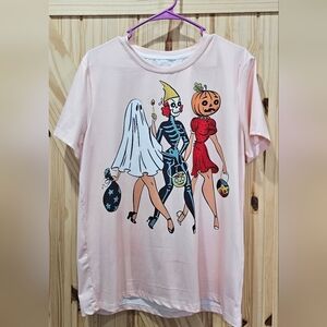 Source Unknown Pink Halloween Graphic Short Sleeve Tee